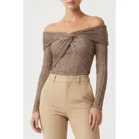 Guess Marciano By Gia Ls Ribbed Sweater Top Natural Almond Talla: M | Manga Larga Outlet | Mujer | Marrón