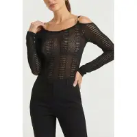 Guess Marciano By Emma Ls Cut Out Top Sweater Jet Black Talla: XS | Manga Larga Outlet | Mujer | Negro