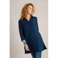 White Stuff Blake Linen Tunic Dark Navy Talla: 6 REGULAR | Manga Larga Outlet | Mujer | Blanco
