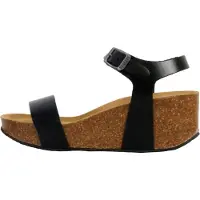 Plakton Sandalias '„So Kiss“-Sandale aus Leder mit Keilabsatz' negro