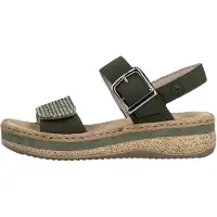 Rieker Sandalias 'Rimo-Sandalen aus Leder mit Keilabsatz' verde