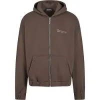 Dropsize Sudadera con cremallera marrón oscuro