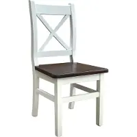 Koma Tools Silla de comedor II con respaldo cruzado, pino macizo, blanco/tono nogal