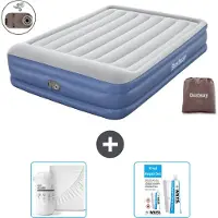 Bestway Colchón inflable - Para 2 personas - 152 x 203 x 46 cm - Gris/Azul - Incluye accesorios