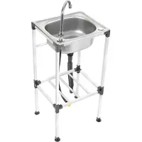 StarTech.com Lavabo independiente – Lavabo utilitario – Rectangular, 38×33×83 cm – Acero inoxidable – Con grifo de agua fría y juego de desagüe – Capacidad de carga: 60 kg – Color: plateado