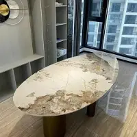 360Home Mesa ovalada, con tablero de cerámica, patas de acero inoxidable, dimensiones: 260 x 120 x 75 cm