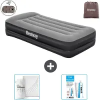 Bestway Colchón inflable - Para 1 persona - 97 x 191 x 46 cm - Gris - Incluye accesorios