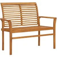 vidaXL Banco de jardín con cojín verde, 112 cm, madera maciza de teca