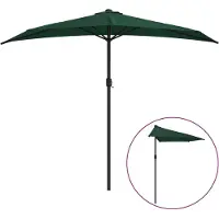 Syfax Sombrilla de balcón semicircular palo aluminio verde 270x144cm
