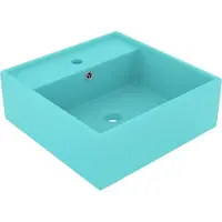 Syfax Lavabo cuadrado rebosadero cerámica verde claro mate 41x41 cm