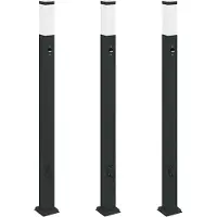 vidaXL Juego de 3 faroles con sensor y enchufe, 110 cm, color negro, IP44