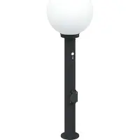 vidaXL Lámpara de poste con sensor y enchufe, 80 cm, color negro, IP44