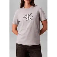 Calvin Klein Ss Classic Monologo Tee Bc06 Grey Heather Talla: XS | Camisetas de Seda Outlet | Mujer | Gris