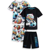 Next Pijama azul oscuro / naranja oscuro / negro / blanco