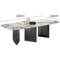 360Home Mesa de comedor moderna con plato de cerámica, diseño único, resistente a arañazos y al calor, fácil de limpiar, ideal para el hogar/comedor. Dimensiones: 220 x 110 x 75 cm