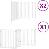Syfax Puerta de perros plegable 8 paneles madera álamo blanca 640 cm
