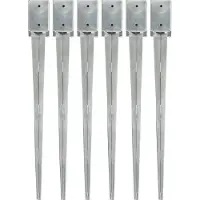 Syfax Picas de tierra 6 uds acero galvanizado plateado 9x9x90 cm