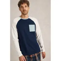 White Stuff Robbie Raglan Top Navy Multi Talla: S | Manga Larga Outlet | Hombre | Azul