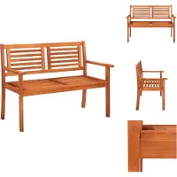 vidaXL Banco de jardín para 2 personas, 120 cm, de madera maciza de eucalipto - Bancos de jardín