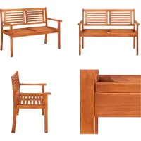 vidaXL Banco de jardín para 2 personas, 120 cm, madera maciza de eucalipto - Banco de jardín - Bancos de jardín - Banco para terraza - Bancos para terraza