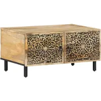 Syfax Mesa de centro de madera maciza de pino 80x50x40 cm