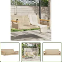 The Living Store Living Store, banco colgante, color beige, 109x62x40 cm, fabricado en polirratán