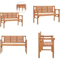 vidaXL Banco de jardín plegable de 120 cm, madera de eucalipto maciza - Banco plegable - Bancos plegables - Banco plegable - Bancos plegables