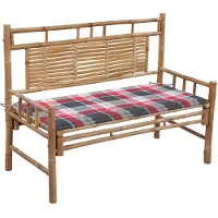 The Living Store Banco de jardín de la marca Living Store, con cojín, de 120 cm, fabricado en bambú