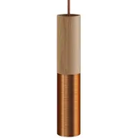 Creative Cables Tubo-e14 De Madera Y Metal Para Foco Con Portalámparas De Doble Aro