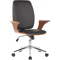 BellaFurn Silla de oficina, silla giratoria ergonómica: ajuste de altura continuo y función giratoria | Color: nogal/ | Material: cuero sintético