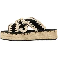 Mou para mujer. MU.SW641003A Sandalias de yute negro (37), 3 a 5cm, Ninguno, Casual, outlet 2026.