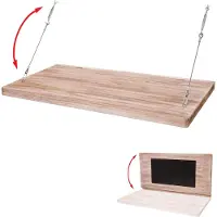 Mendler Mesa abatible de pared HWC-H48, estantería abatible de pared con superficie tipo pizarra, plegable, madera maciza, aproximadamente 120x60 cm