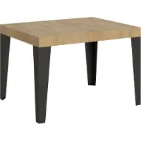 Itamoby Mesa extensible de 80x120/204 cm, acabado en roble flameado, color natural y detalles en antracita