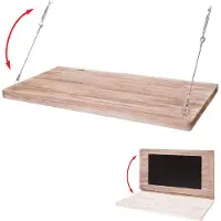 Mendler Mesa abatible de pared HWC-H48, estantería abatible de pared, mesa con pizarra, plegable, madera maciza, aproximadamente 100x50 cm