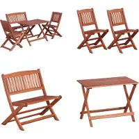 vidaXL Juego de mesa y sillas de jardín para niños, de madera maciza de eucalipto - Juego de comedor - Juego de mesa - Muebles para comedor - Muebles para el comedor