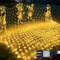 Lapamax Cadena de luces LED de 3x2 metros para interior, red de luces blanco cálido de 31V, iluminación navideña con 8 modos y temporizador, decoración LED para Navidad, jardín, balcón o árbol