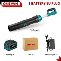 StarTech.com Soplador eléctrico de hojas, modelo portátil con turbina, 8000 W, motor sin escobillas, inalámbrico, sistema de 18 V, incluye 1 batería, cargador para la Unión Europea