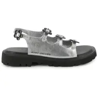 Marc Jacobs para niña. W60822 Sandalias metalizadas plateado (35), Piel, Plata, Plano, Hebilla, Casual, moda infantil, outlet 20