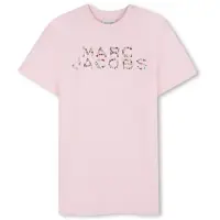 Marc Jacobs para niña. W60718 Vestido logotipo rosa (12Y= 150cm), Casual, Algodón, Manga corta, moda infantil, outlet 2026.
