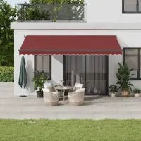 Prolenta Maison Exclusive: Toldo manual, 5 x 3 metros, color burdeos, 100% poliéster