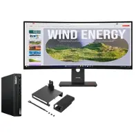 Lenovo ThinkCentre M75q G5 A7 16 512 + ThinkVision T34WD-40 34 UWQHD Docking Procesador AMD Ryzen 7 PRO 8700GE 3,65 GHz hasta 5,10 GHz, Windows 11 Pro 64, 512 GB SSD TLC Opal - M75QBUNDLE1EUC
