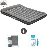 Bestway Colchón hinchable - Cama doble - 137 x 191 x 30 cm - Gris - Incluye accesorios