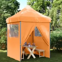 Prolenta Maison Exclusive: Tienda de campaña plegable tipo pop-up con 4 paneles laterales, color naranja