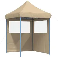 Syfax Tienda de fiesta plegable Pop-Up con 2 paredes laterales beige