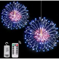 Lapamax Dos cadenas de luces de fuegos artificiales, con batería, para decoración navideña, con mando a distancia, decoración navideña, de colores