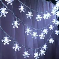 Lapamax Guirnalda de luces "Schneeflocke" en blanco frío, guirnalda interior con batería, marca 3M, 20 LEDs, ideal para ventanas, jardín, fiestas, Navidad y decoración