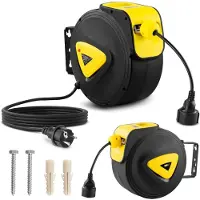 MSW Cable de extensión eléctrico automático en carrete, 20 metros + 3 metros