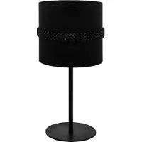 Eglo Lámpara de mesa Paraguaio, lámpara de noche de tela, lámpara de mesa minimalista, lámpara de diseño para sala de estar con interruptor, casquillo E27