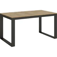 Itamoby Mesa extensible de 90x160/420 cm, estructura Tecno Evolution en chapa de roble "Nature" con patas en color antracita