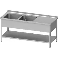 Stalgast Lavadero con base de 1300x600x850 mm, con dos cubetas, con borde elevado y soldadura
